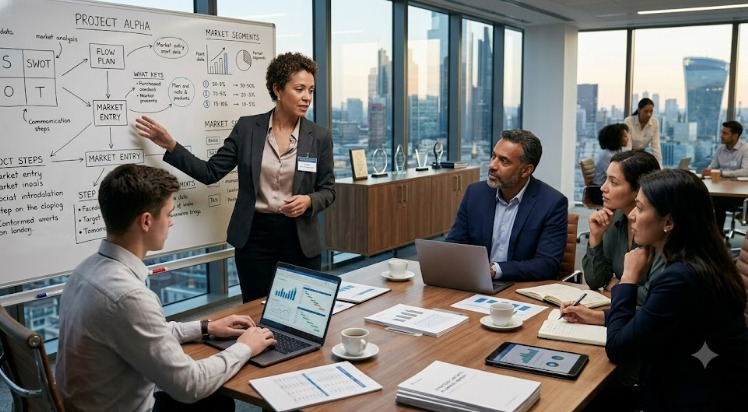 People collaborating on a project